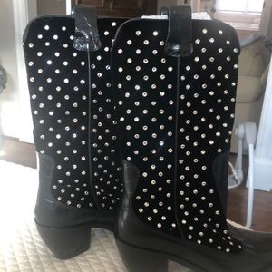 Brand new black boots with rhinestones
